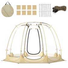 COSTWAY Pop Up Bubble Tent 540° Transparent PVC Igloo 288 x 288 CM-Beige