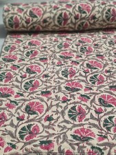 Indian Hand Block Print King Size Cotton Kantha Quilt Throw Blanket Bedspread