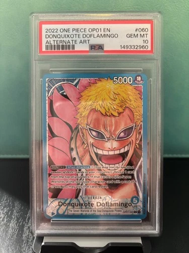 2022 Donquixote Doflamingo (Alternate Art Leader) OP01-060 Romance Dawn PSA 10