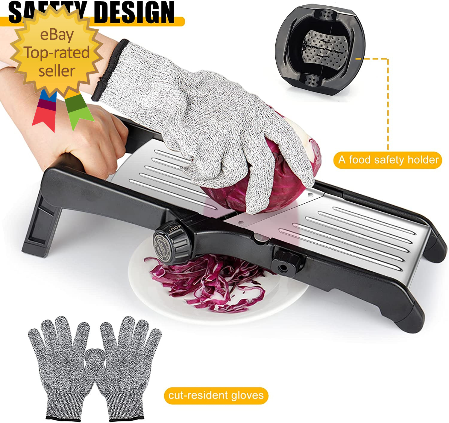 Mandoline Food Slicer for Kitchen, Adjustable Stainless Steel Mandoline Vegetabl