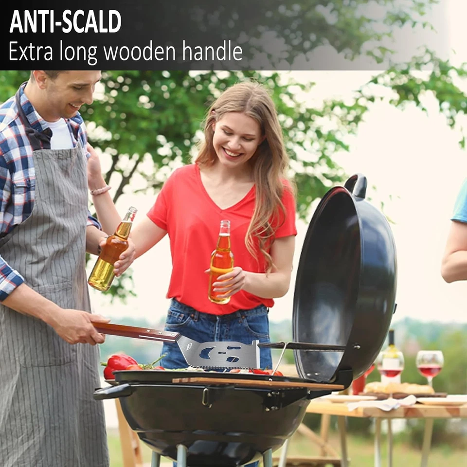 Espátula Parrilla Exterior 7 en 1 Divertida Herramienta Barbacoa Para Asar Cocina 17' Largo Nueva Foto 2 de 4