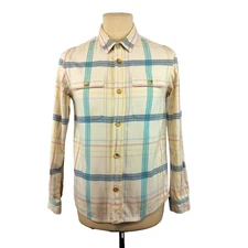 A.P.C. Flannel Shirt Mens XS Biege Plaid Cotton Preppy Button Up Workwear Travel