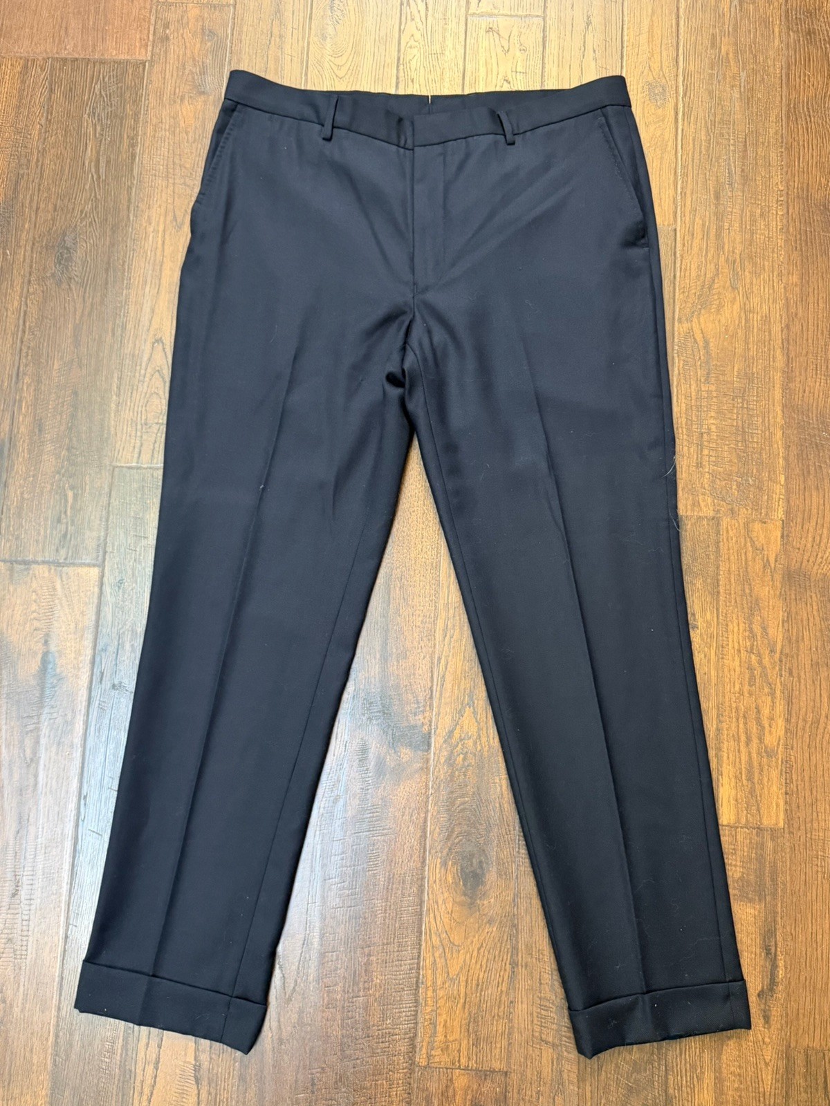 Polo Ralph Lauren Cuffed Wool Blend Dress Pants Mens 38x31 Navy Blue Trouser