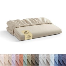 100 Cotton Percale Weave Fitted Sheet King Size Ivory 16" Deep Pocket