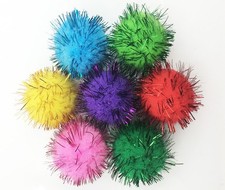 VAPKER 30 Piece Assorted Color Sparkle Balls Cat's Favorite Toy Tinsel Pom Po...