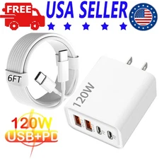 120W Type C USB Phone Charger For Samsung A54 A16 A26 A72 A32 5G A13 A14 A52 A03