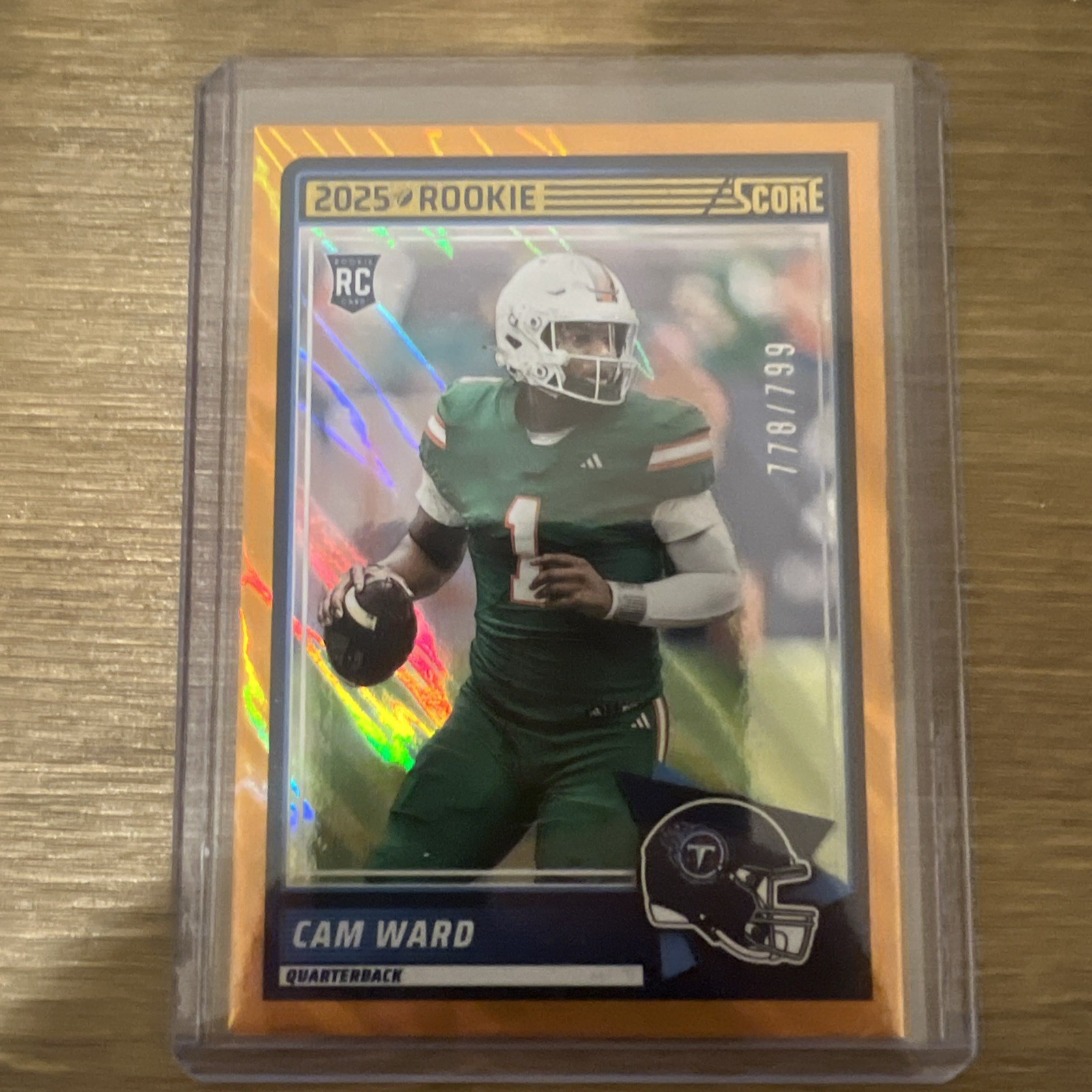 2025 Panini Score - Cam Ward Lava #13 778/799 (RC)