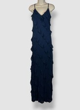 B Darlin Women Juniors' Blue Lined Sleeveless Tiered Gown Dress Size 11/12