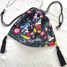 Keita Maruyama Disney Collection Black Print Drawstring Bag New