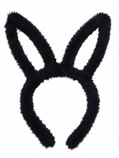 Black Cute Fluffy Bunny Rabbit Ears Headband ...