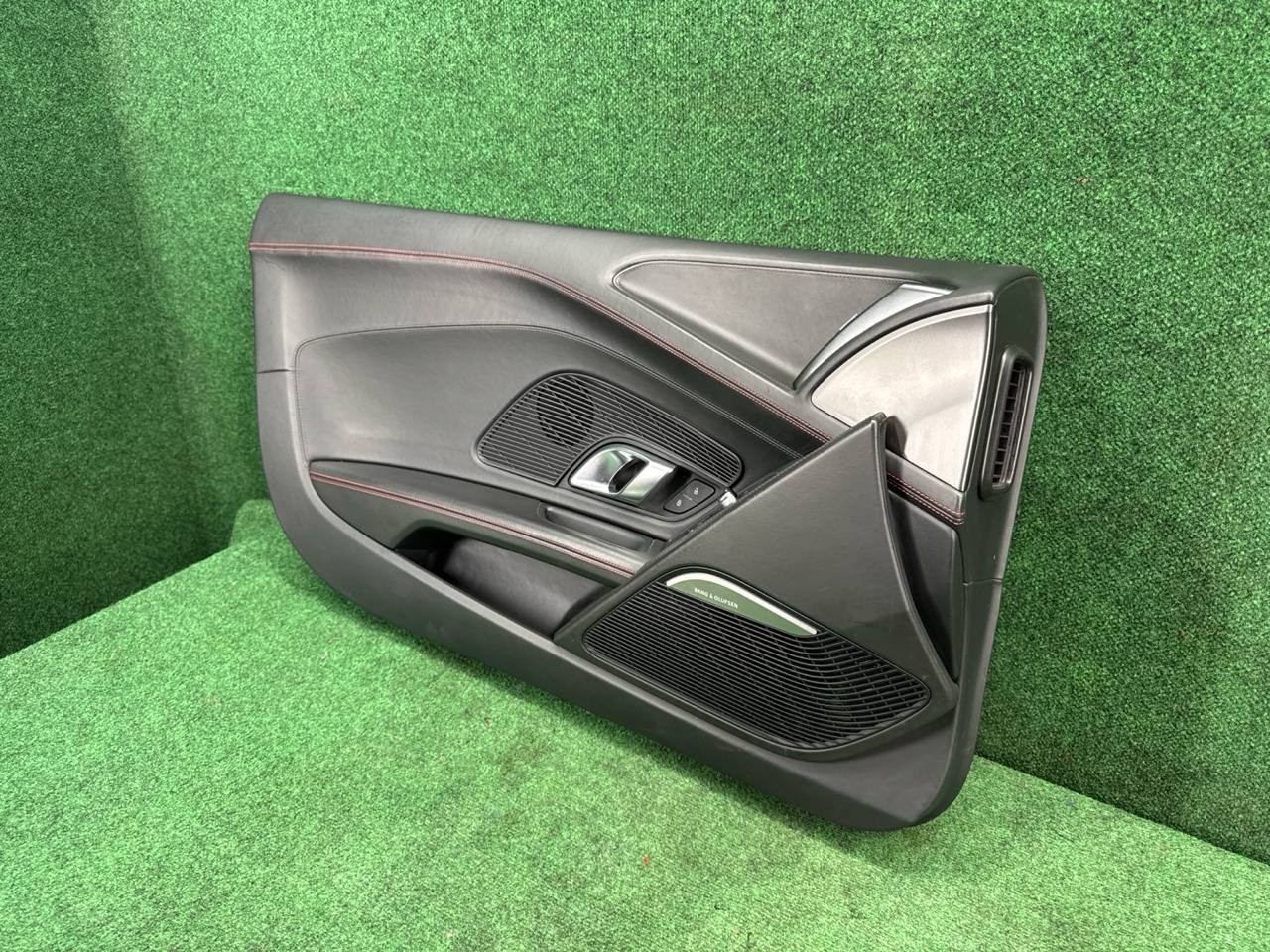 🛑  2017-2023 Audi R8 4S Front Left Door Panel Black Leather Red Stitch OEM