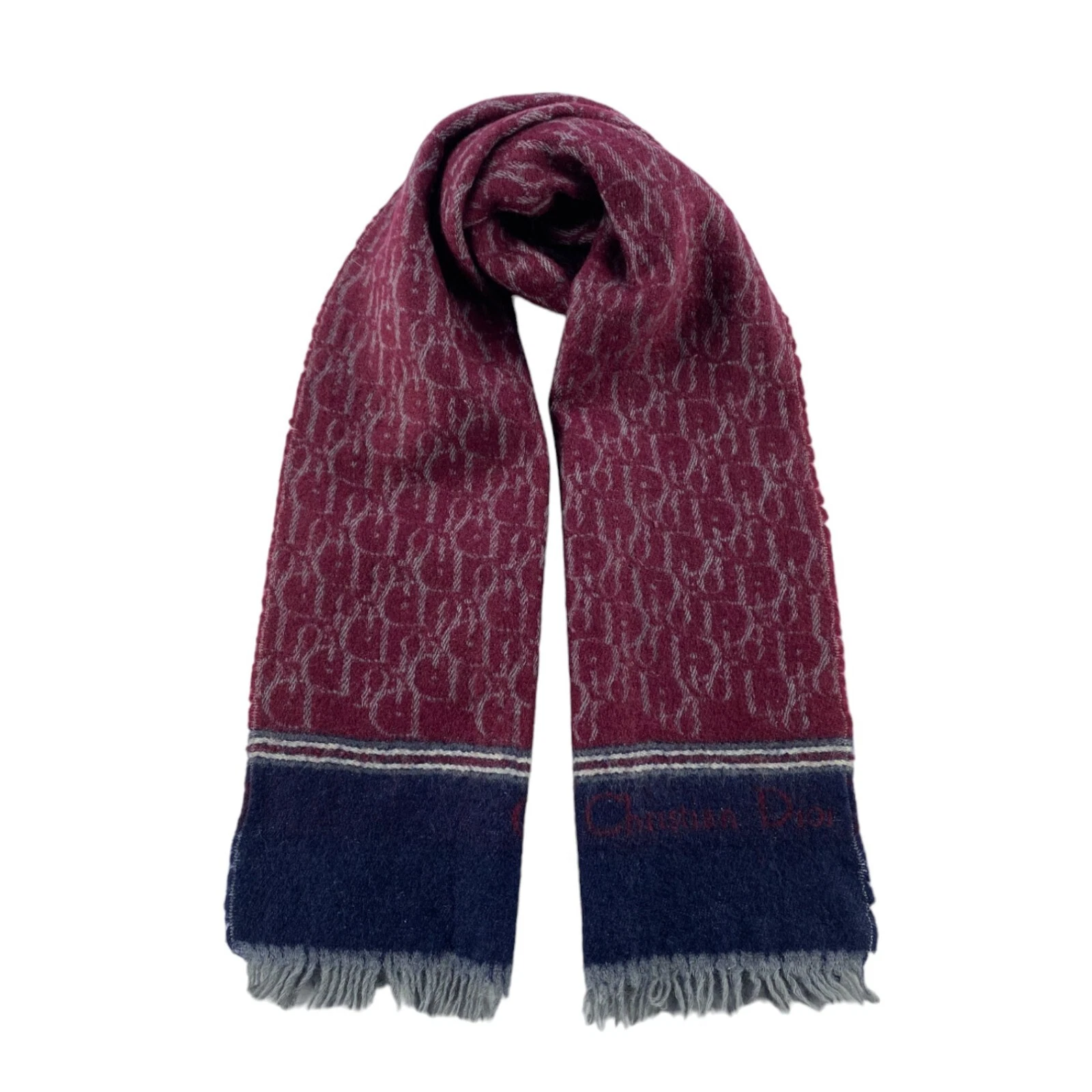 Foulard vintage Christian Dior trotteur silencieux cou hiver écharpe laine foulards