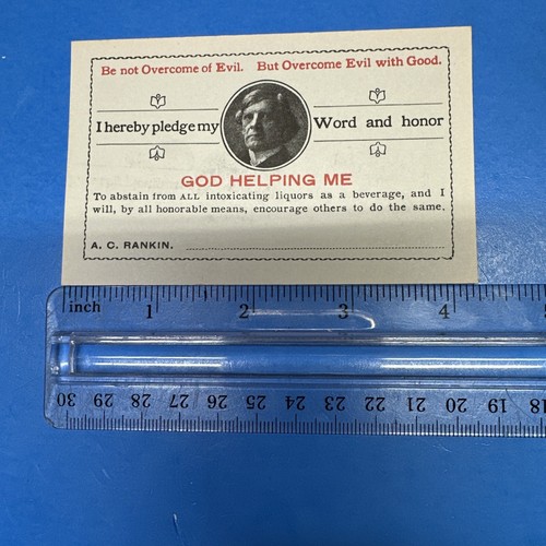 Pledge Card Abstain From Drinking Alcohol Women’s Temperance Union. Alcoholic - Picture 3 of 4