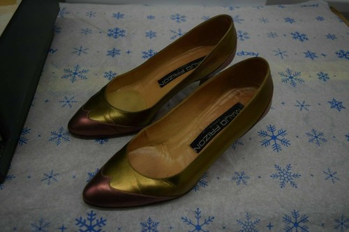 MAUD FRIZON Paris Women Gold Rose Gold Italian Leather Pumps Sz 35.5 US 5.5 - Picture 10 of 12