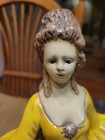 Antique Mid Century Chalkware TV Lamp Elegant Woman in YELLOW Dress Works  — photo 5