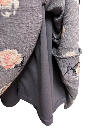 Torrid Size 2 Gray Purple Floral Sleeveless A-Line Swing Dress Tie Neck Lined - Picture 6 of 17