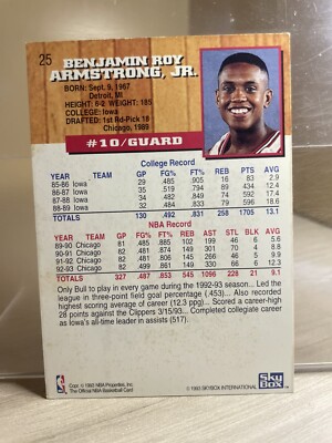 1993-94 Hoops Chicago Bulls Basketball Card #25 B.J. Armstrong | eBay