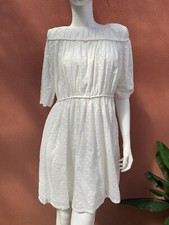 Nasty Gal white boho tie up back lined 3/4 sleeve dress ladies 8
