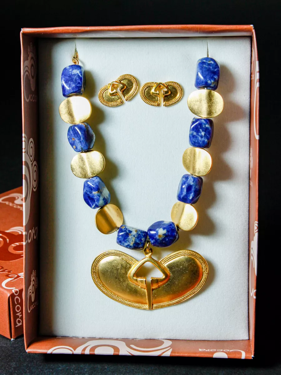 Reproduction Pre Colombian Jewelry Necklace and Earring Set 1249