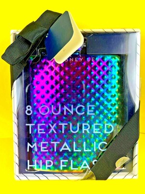 Dabney Lee 8 oz. Textured Metallic Drinking Hip Flask Stainless Steel New