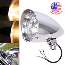 Chrome Bullet Tri Bar 4.5" Headlight For Harley Chopper Sportster Dyna Softail