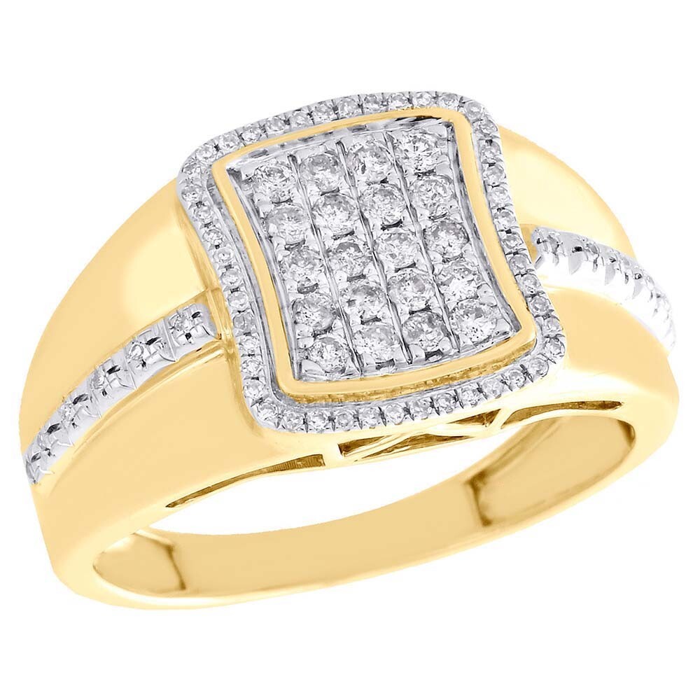 0.60 Ct D/FL Moissanite 14K Two-Tone Gold Over Statement Cluster Tier Men's Ring