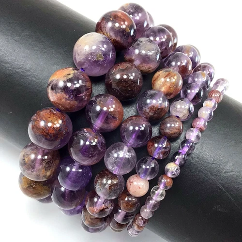 Handmade Gemstone Natural Super Seven Crystal Beaded Bracelet 7.5" 4 6 8 10 12mm - Picture 3 of 29