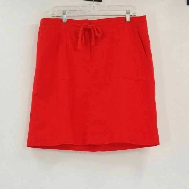 Talbots Size 12 Linen Cotton Skirt Drawstring Waist Tomato Red