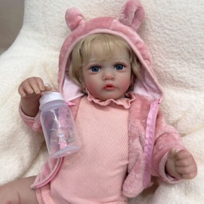 24Inch Toddler Newborn Dolls Reborn Baby Doll Lifelike 3D Skin Rooted Hair Toys