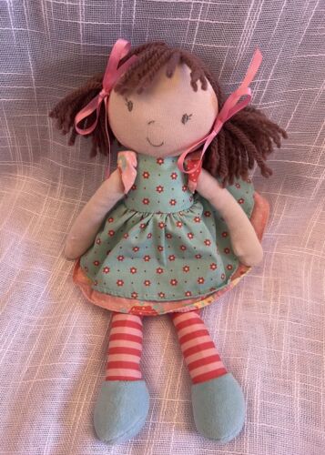 Mark And Spencer M&S Rag Doll teapot Dress Brown Pigtails Soft Toy 12” 4459835 - Picture 1 of 7