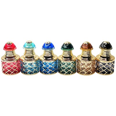 8ml colored glass uv gold attar perfume oil bottles dipstick lot of 6