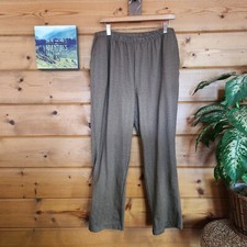 Lands End Tan Herringbone Pull On Pants Elastic Waist Pockets Stretch Sz 16 / 18