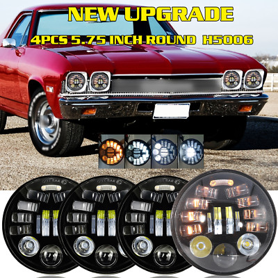 4Pcs 5.75'' inch Round LED Headlights DRL High-Low Beam fits Jaguar XJ6 XJS XJ12