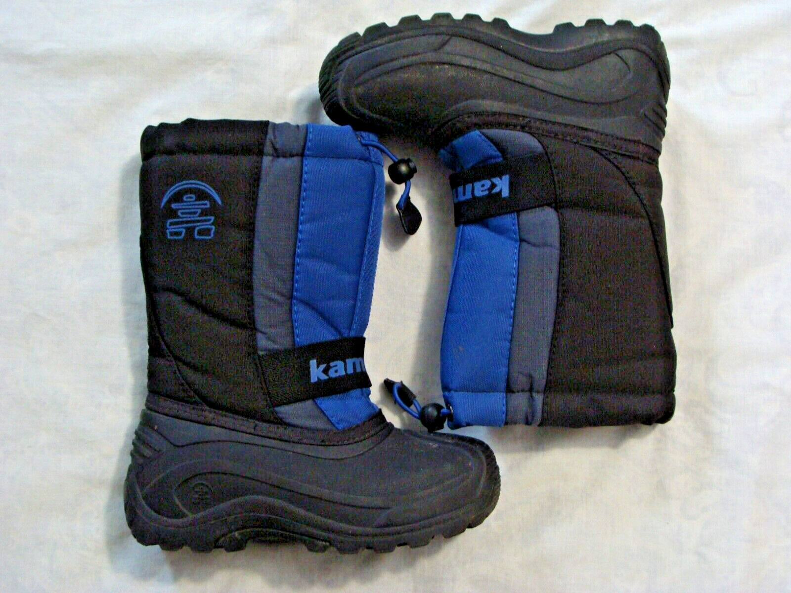Kamik Snow Boots Rain Boots Kids 13 Black Blue  Insulated Lined-image