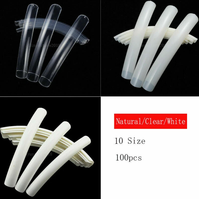 100Pcs Extra Long False Nail Art Tips Stiletto Pointy Square Curved Finger Nails - Image 3 of 4