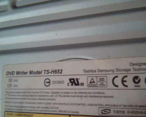 DVD Writer TS-H652 Toshiba Samsung SATS-H652M 5188-7536 March 2007 lightscribe - Picture 4 of 7
