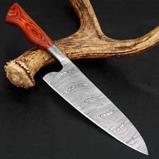 coltello cucina / cuoco  professionale fatto a mano in acciaio dmasco forgiato