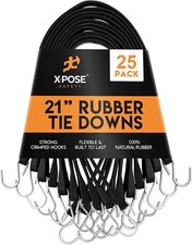 Rubber Bungee Cords with Hooks 25 Pack 21 Inch (32” Max Stretch)