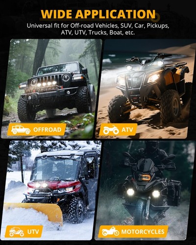 Auxbeam 3" 108W Tirador Lateral LED Vainas y Ámbar DRL Offroad Spot Beam para Coches Barcos - Imagen 9 de 12