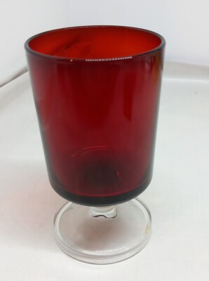 Vintage Französisch Luminarc Rubinrot 4'' Weinglas Cranberry Glas