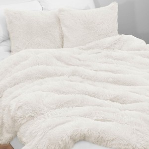 Kb Me Boho Off White Fuzzy Faux Fur Plush Duvet Comforter Cover