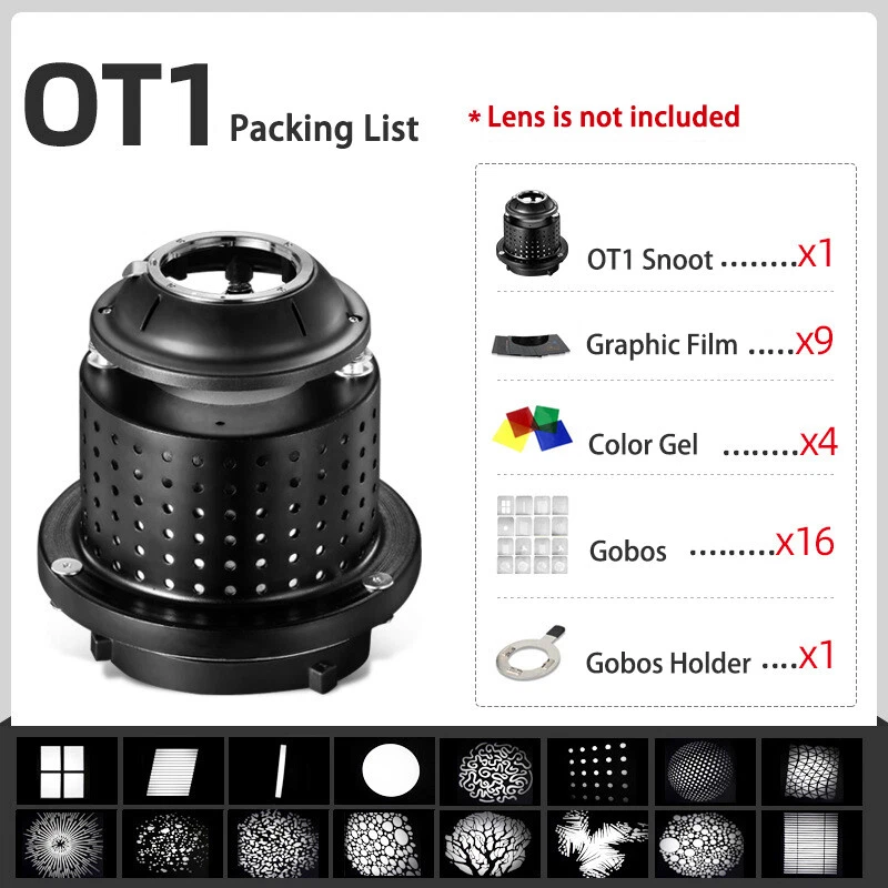 Focalized Optical Snoot Conical Condenser Snoot Bowens Mount With 16 Gobos - Image 2 of 4