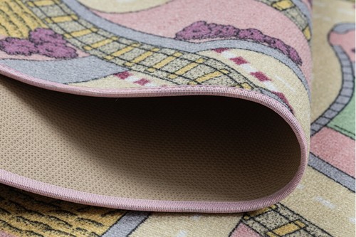 Modern durable 'REBEL ROADS' for children small town street anti-slip pink beige - Picture 5 of 9