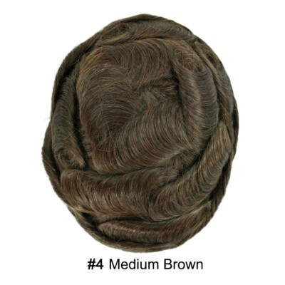 Mens Toupee Human Hair Piece Ultra Thin Skin V-Loop Men Hair Replacement System