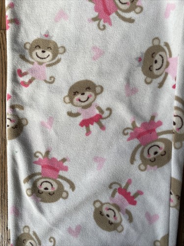 Carter’s Girl’s Sz 5 Fleece Pajama Pants Pink Monkey Ballerinas PJ’s - Picture 3 of 4