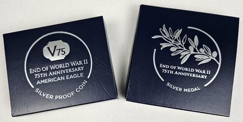 2020-W Silver American Eagle V75 Privy & WW2 75th Medal *** 2 Proof Coins
