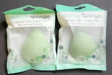 Set Of 2 Konjac Green Tea Sponge 2 Packs