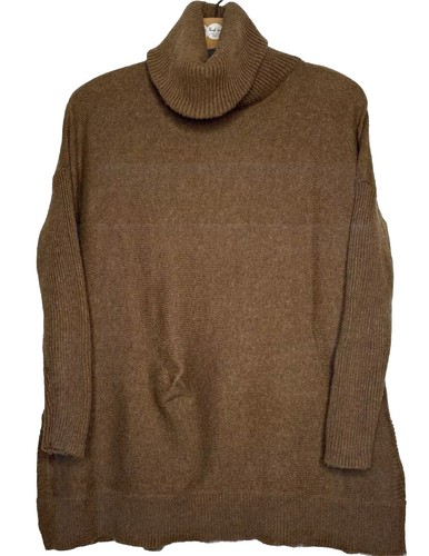 Boden Turtleneck Sweater US4 Tunic Brown Cotton Viscose Cashmere Blend 3/4Sleeve