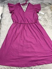 London Times V Neck Flutter Sleeve Dress Pink Size 1X