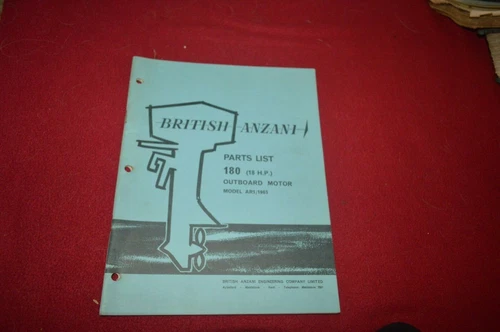British Anzani 180 18 HP Outboard Motor Parts Book TBPA